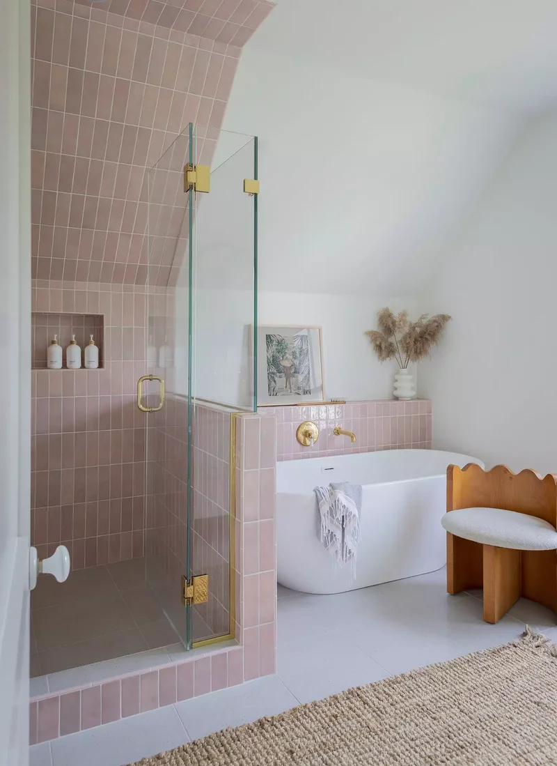 25 Stylish Shower Niche Ideas to Store Essentials Beautifully 5 Pink Tile Shower Niche