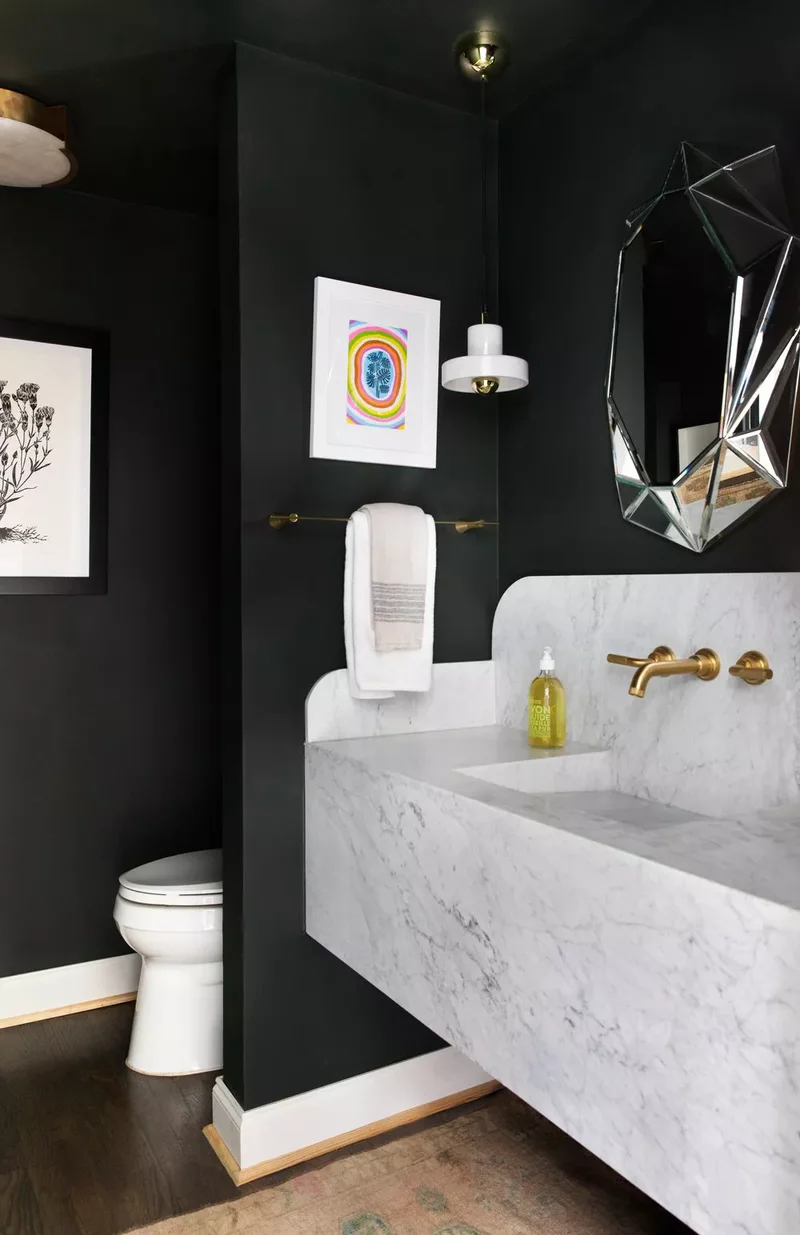 41 Bathroom Paint Color Ideas to Transform Your Space 10 Pitch Black + White Accents