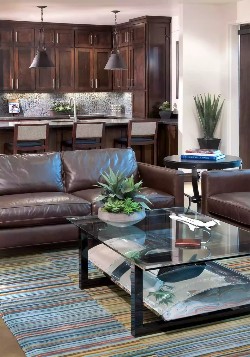 30 Dark Brown Couch Living Room Designs You'll Love 15 Play Off Nearby Wooden Cabinetry