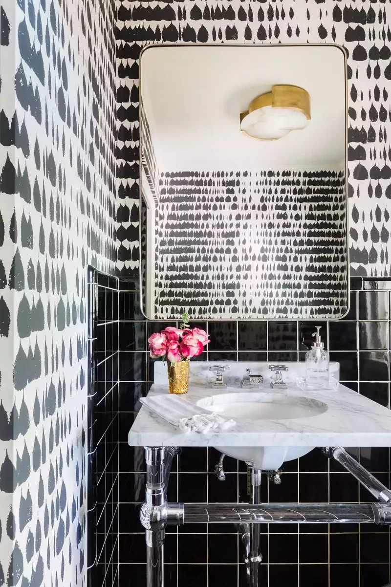 43 Beautiful Powder Room Ideas to Transform Your Half Bath 6 Play With Patterns