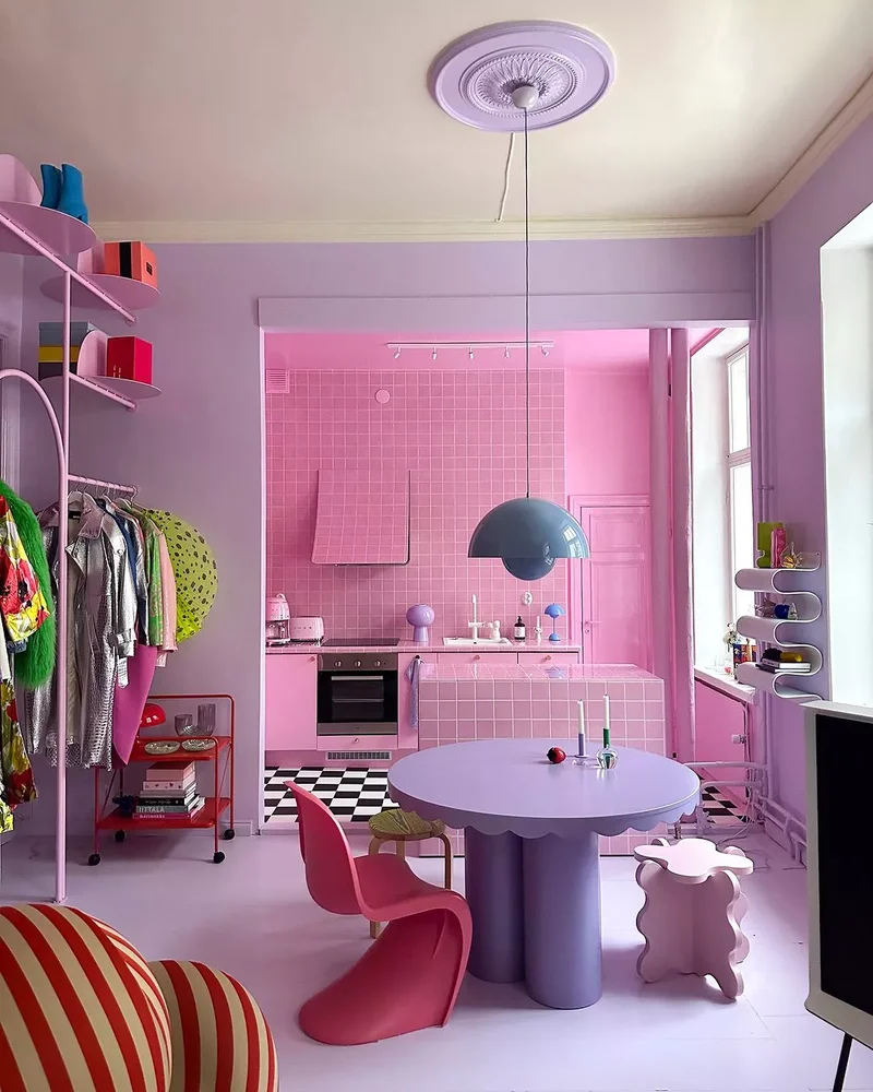 30 Pink Kitchen Designs Showing Pink as the Ideal Neutral 14 Play With Shapes