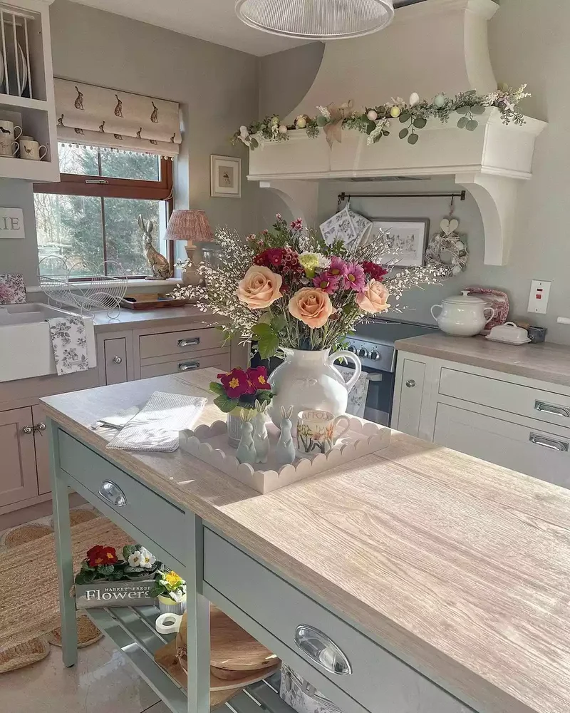 32 Country Kitchen Designs for a Cozy Cooking Retreat 6 Playful Pastels