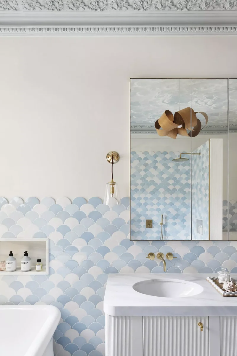 102 Beautiful Bathroom Design Ideas You'll Love to Recreate 76 Playful Wall Tiles