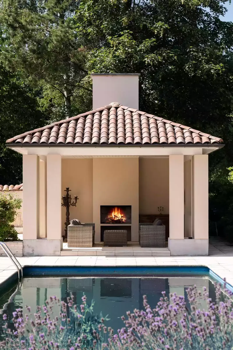 Pool Cabana Fireplace