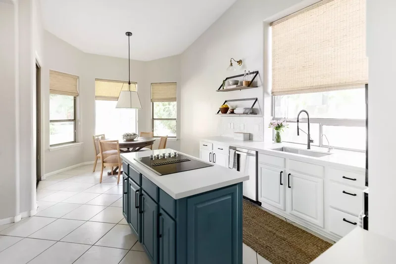 Pop of Color in an All-White Kitchen