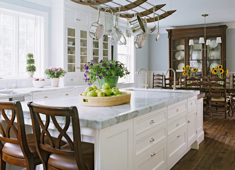 15 Stylish Pot Rack Ideas to Organize Your Cookware 7 Pot Rack Over Island