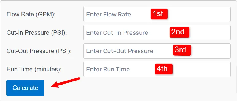 Pressure Tank Sizing Calculator