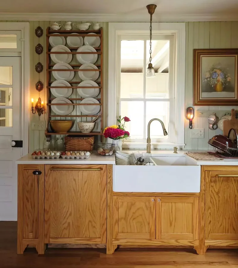 32 Country Kitchen Designs for a Cozy Cooking Retreat 21 Pretty Plate Rack