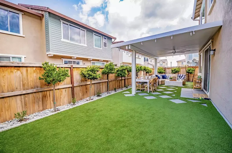 66 Beautiful Patio Landscaping Ideas for Your Outdoor Space 27 Put Pavers on Grass