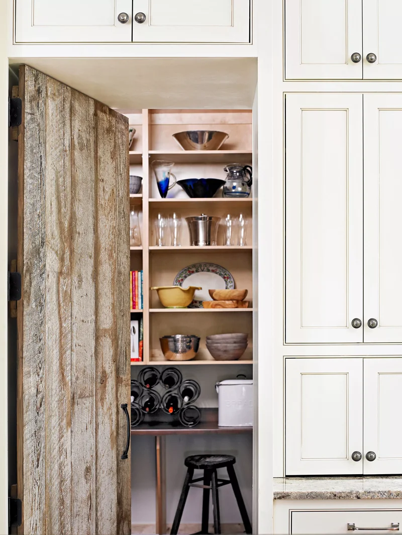 35 Walk-In Pantry Ideas to Maximize Your Storage Space 22 Reclaimed Barn Door