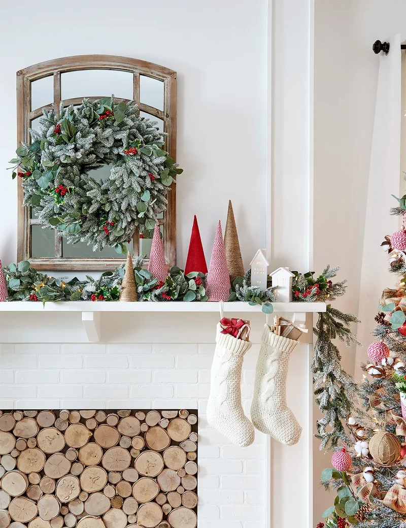 53 Stunning Christmas Mantel Decor Ideas for Your Home 22 Red and Green Mantel