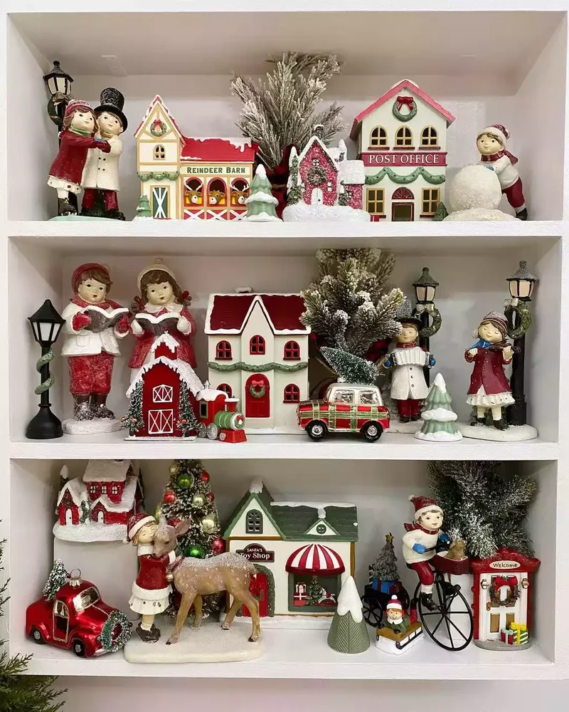 20 Christmas Village Display Ideas for Nostalgic Holidays 20 Red and Green