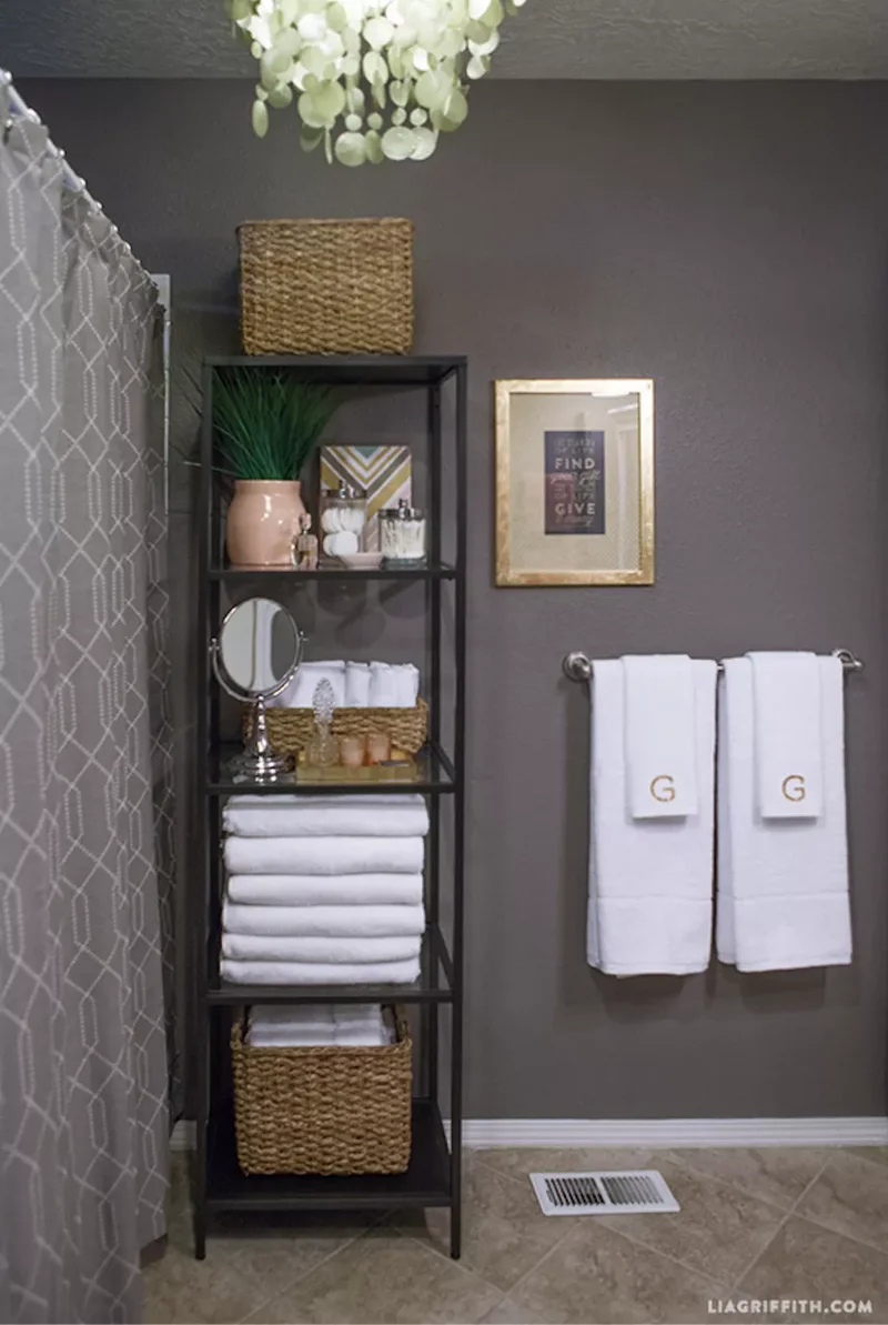 43 Bathroom Storage Solutions for More Space and Style 27 Repurpose a Glass Bookshelf