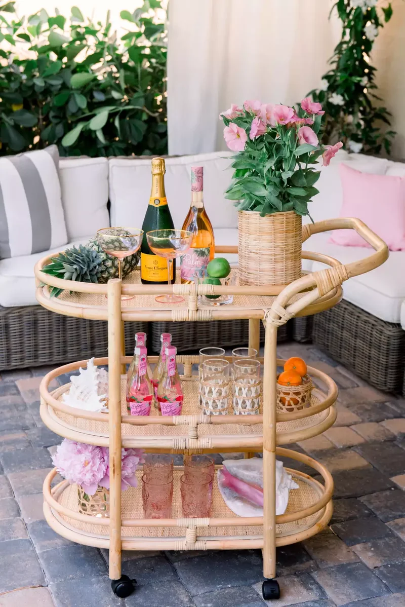 20 Patio Furniture Ideas That Transform Your Outdoor Space 6 Roll Out a Bar Cart