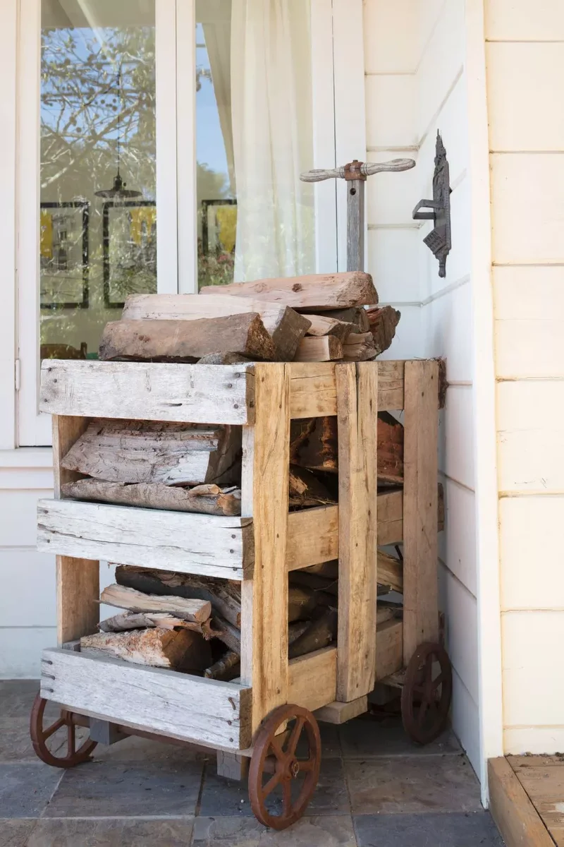 10 Creative Firewood Storage Solutions for Inside & Out 1 Roll Out a Cart