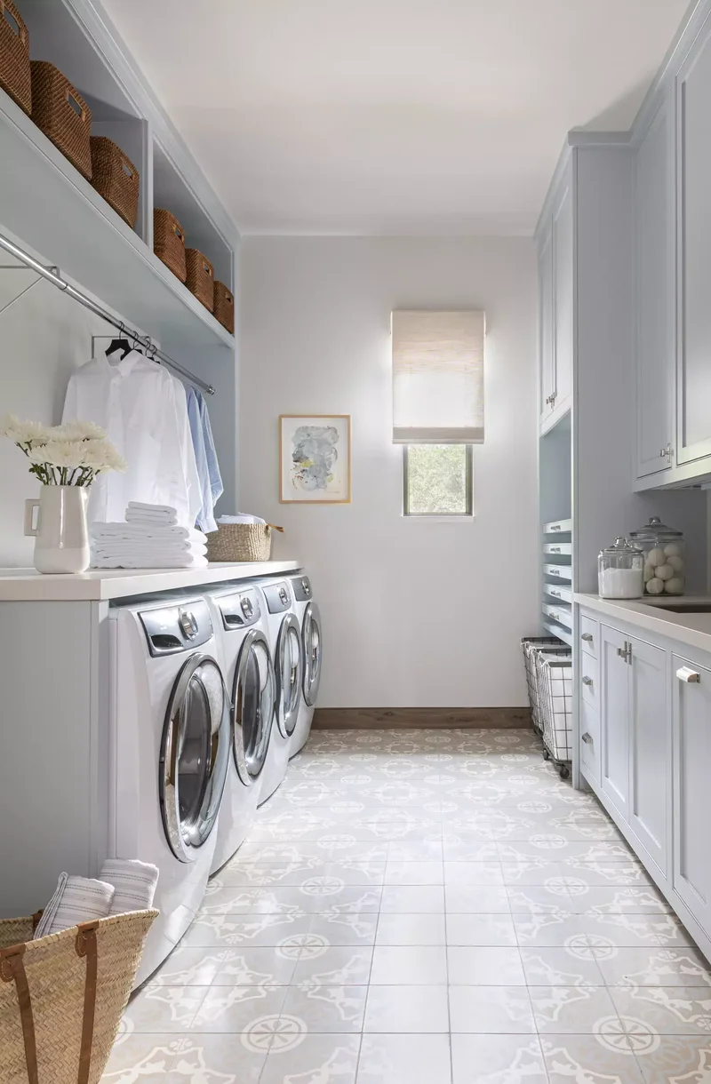 24 Laundry Room Cabinet Ideas for an Organized Space 9 Rolling Hamper Space