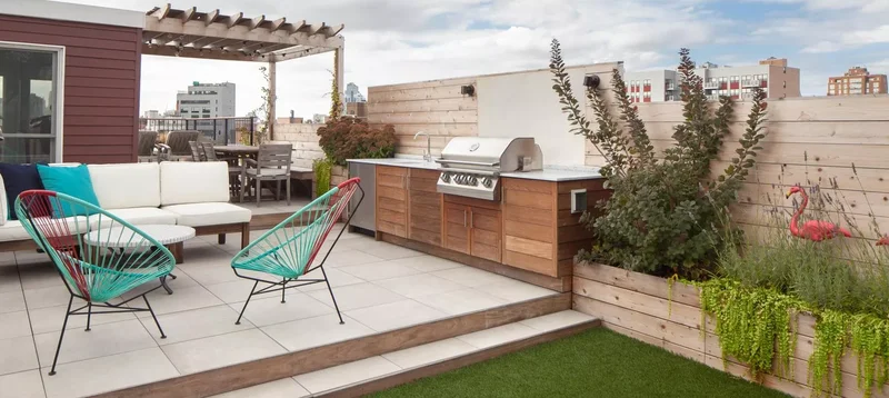 27 Smart and Stylish Small Outdoor Kitchen Design Ideas 26 Rooftop Garden Kitchen