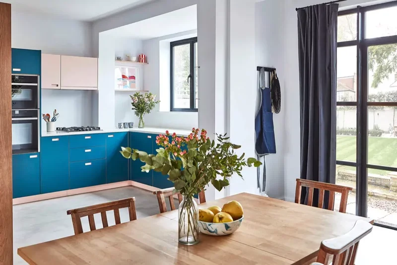 31 Kitchen Color Schemes for Every Style to Transform Your Space 21 Royal Blue + Blush Pink