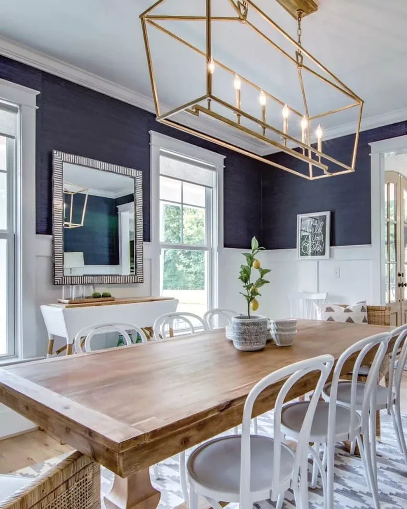 40 Beautiful Blue Dining Rooms You'll Want to Recreate 11 Royal Wall Treatement