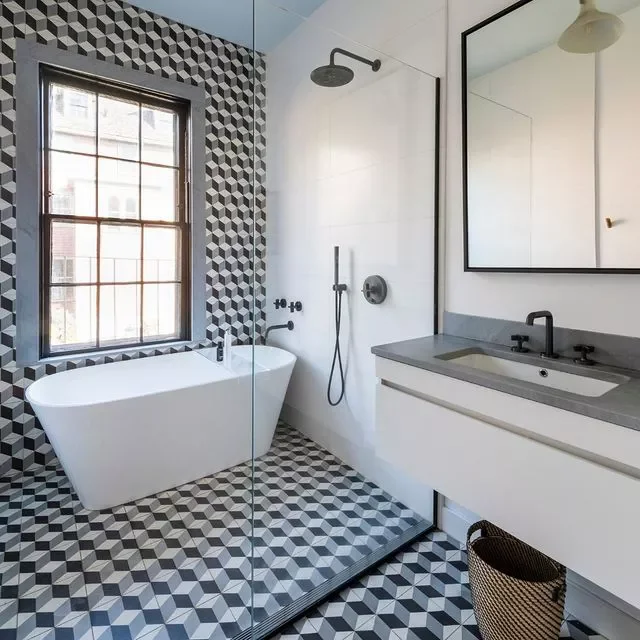27 Stunning Wet Room Ideas to Transform Your Bathroom Space 24 Run With Bold Geometrics