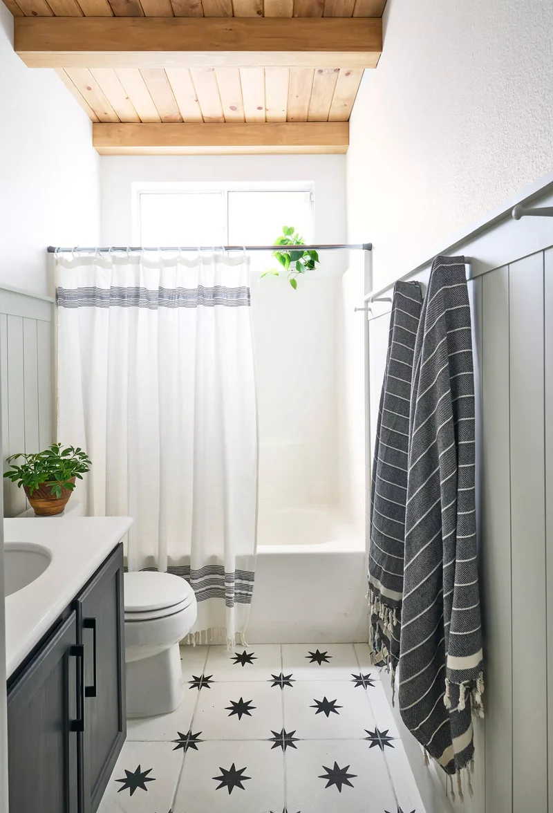 Rustic Bathroom with Cool Tones
