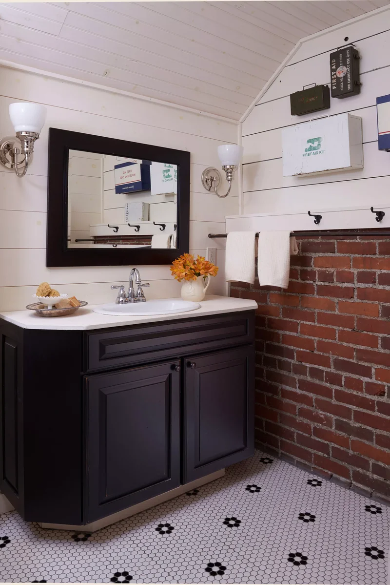 Rustic Bathroom with Exposed Brick
