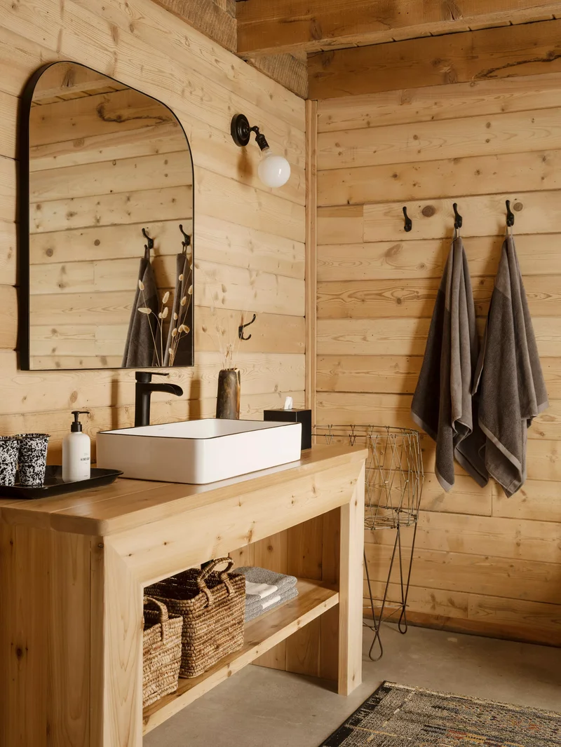 Rustic Bathroom with Natural Wood