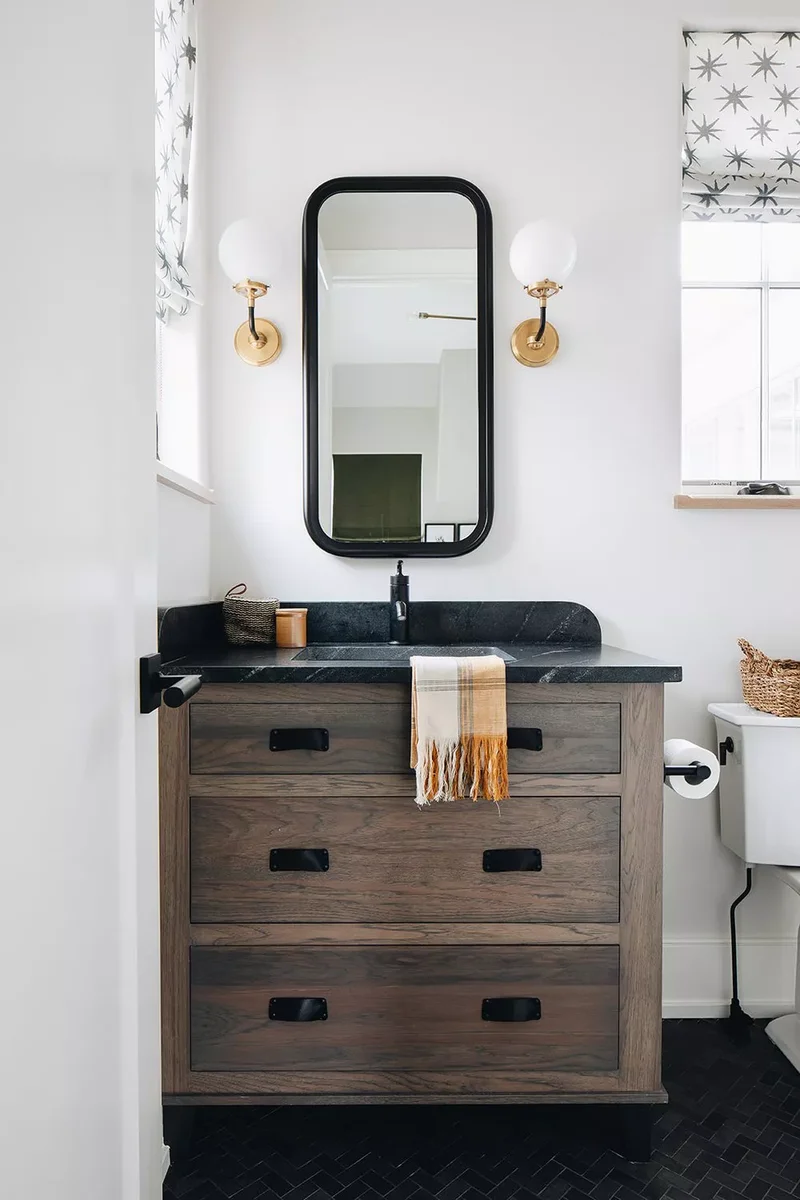 32 Half Bath Design Ideas to Inspire Bold Experimentation 14 Rustic Modern Half Bath