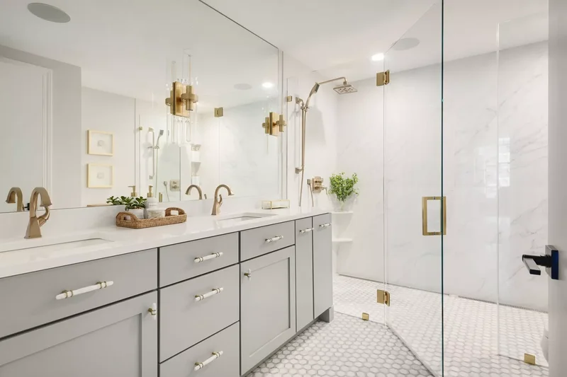 25 Stunning Double Vanity Bathroom Ideas You'll Adore 5 Say Hello to Brass and Gray