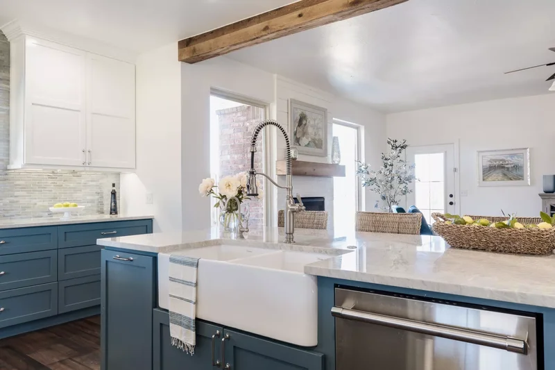 Serene Scene in Modern Farmhouse Kitchen