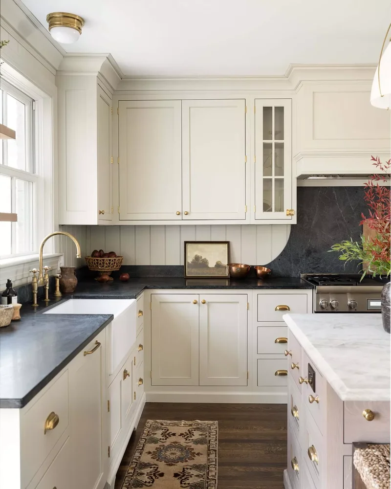 Shiplap + Stone Backsplash