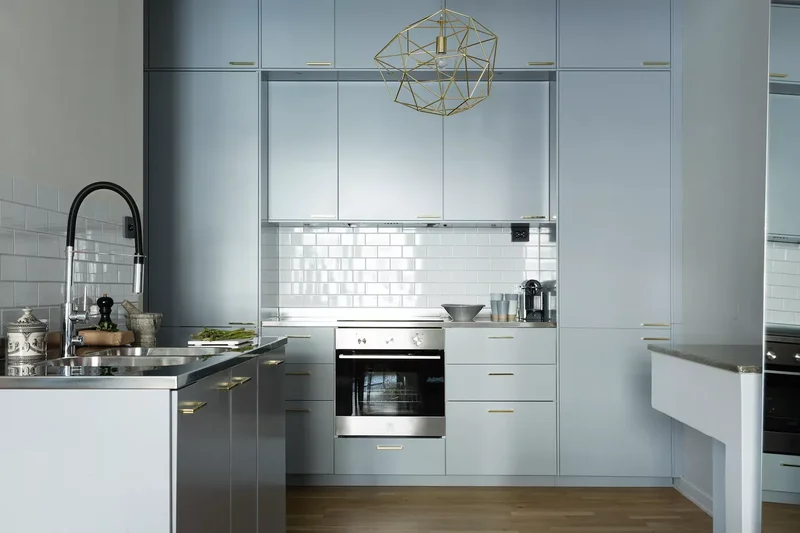 Silver Blue Kitchen Cabinets