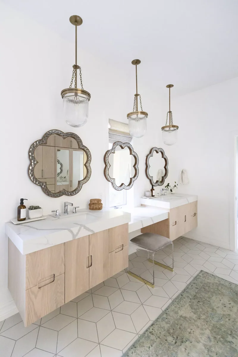 25 Stunning Double Vanity Bathroom Ideas You'll Adore 13 Sit Down and Dress Up