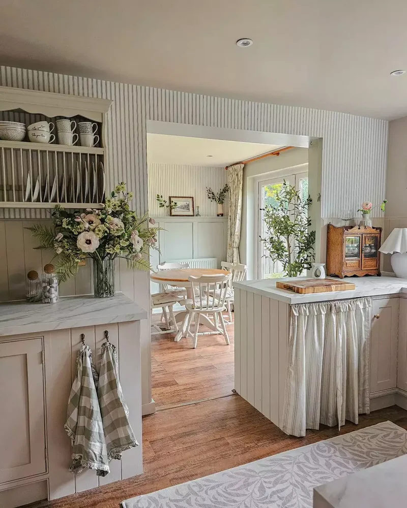 32 Country Kitchen Designs for a Cozy Cooking Retreat 13 Skirted Details