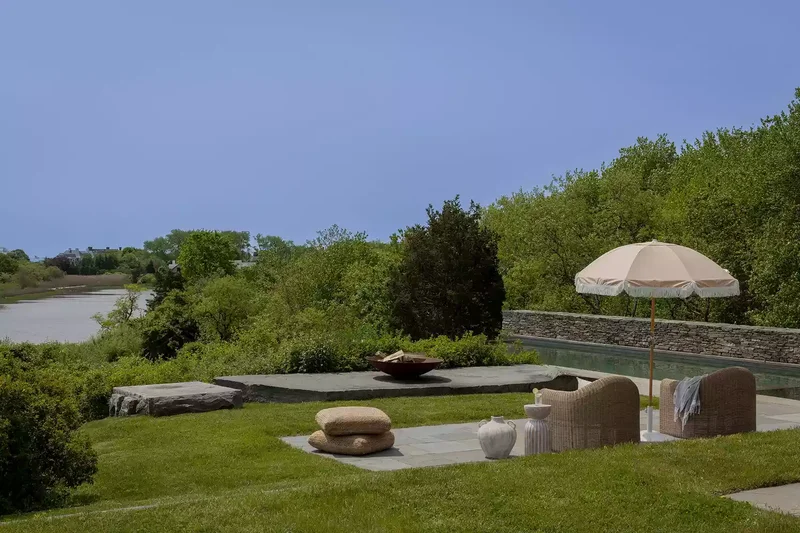 Slab Stone Fire Pit Patio