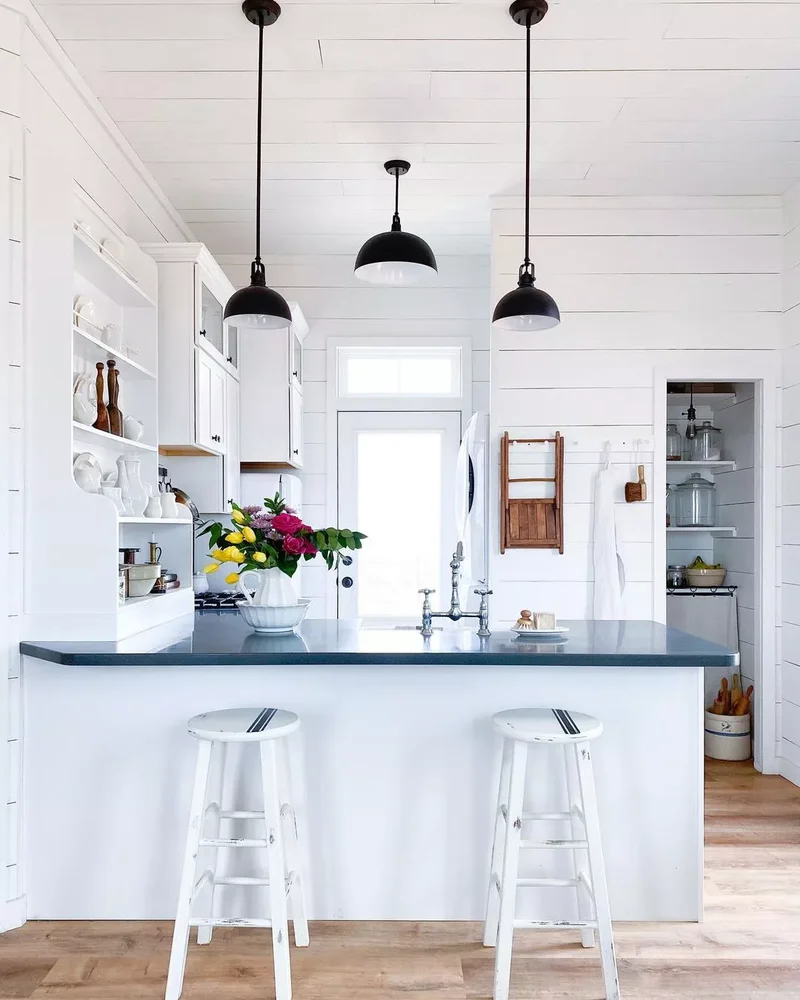 Sleek and Black Farmhouse Kitchen