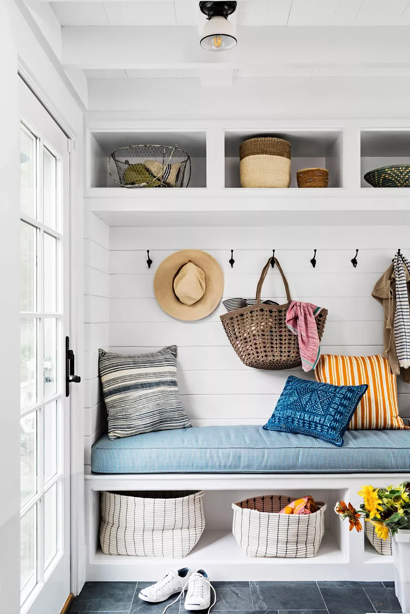 31 Compact Mudroom Ideas to Boost Style and Functionality 3 Small Mudroom with Storage Cubbies