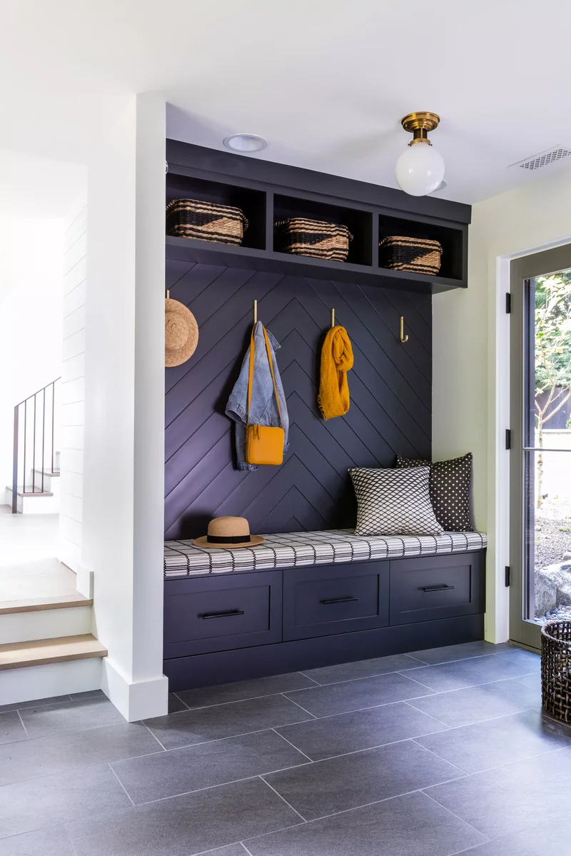 31 Compact Mudroom Ideas to Boost Style and Functionality 12 Small Mudroom with Wall Paneling