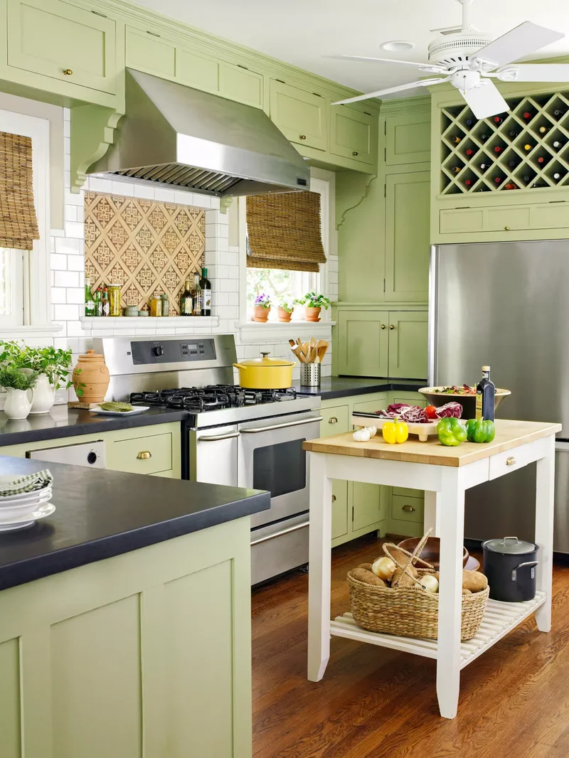 Soft Green Kitchen Cabinets