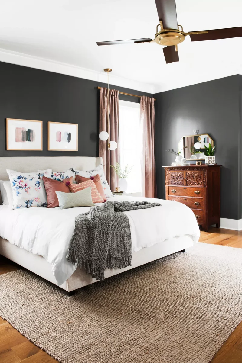 31 Sophisticated Black Bedroom Ideas for Your Dream Space 18 Soften Black Bedroom Walls
