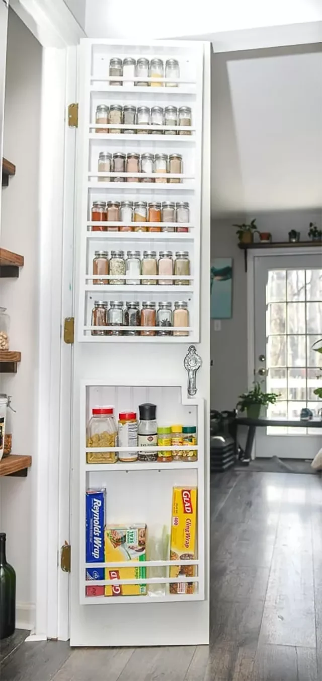 20 DIY Spice Rack Solutions to Eliminate Kitchen Clutter 12 Spice Organizer for a Pantry Door