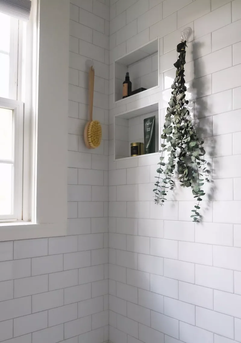 25 Stylish Shower Niche Ideas to Store Essentials Beautifully 22 Stacked Shower Niches