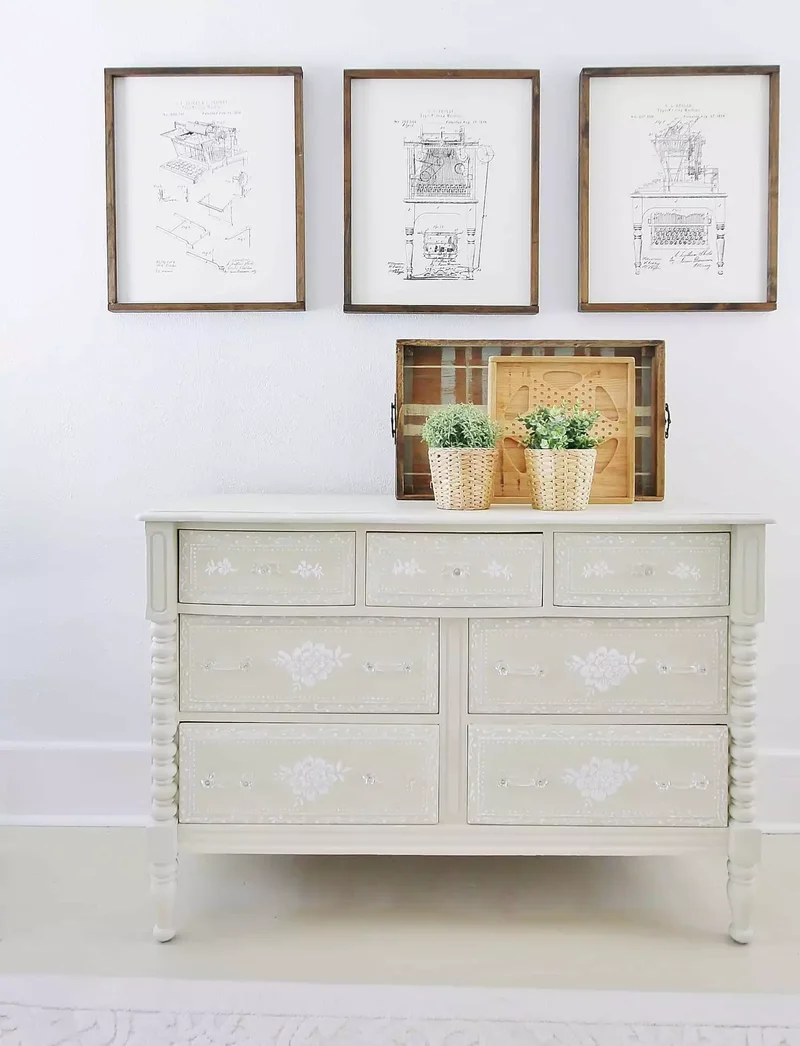 35 Painted Dresser Ideas to Add Style to Your Home 7 Stenciled Dresser