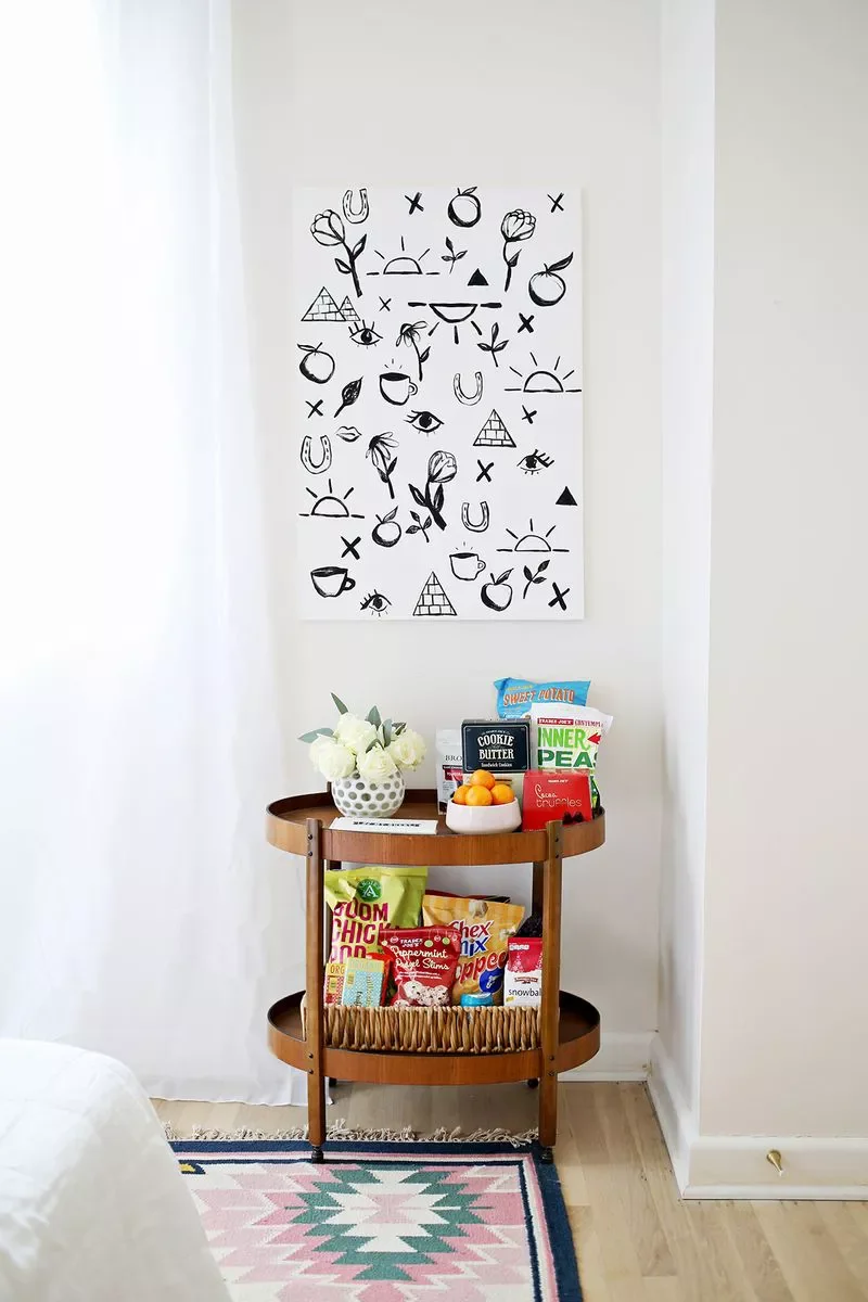 37 Guest Bedroom Ideas to Make Visitors Feel at Home 28 Stock a Mini Bar Cart