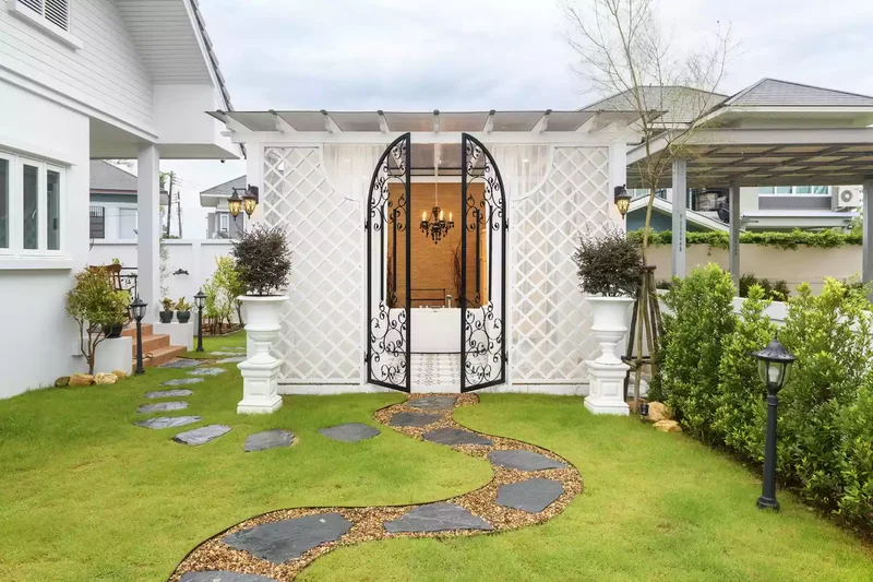 45 Beautiful Backyard Walkway Ideas to Transform Your Yard 31 Stones on Gravel