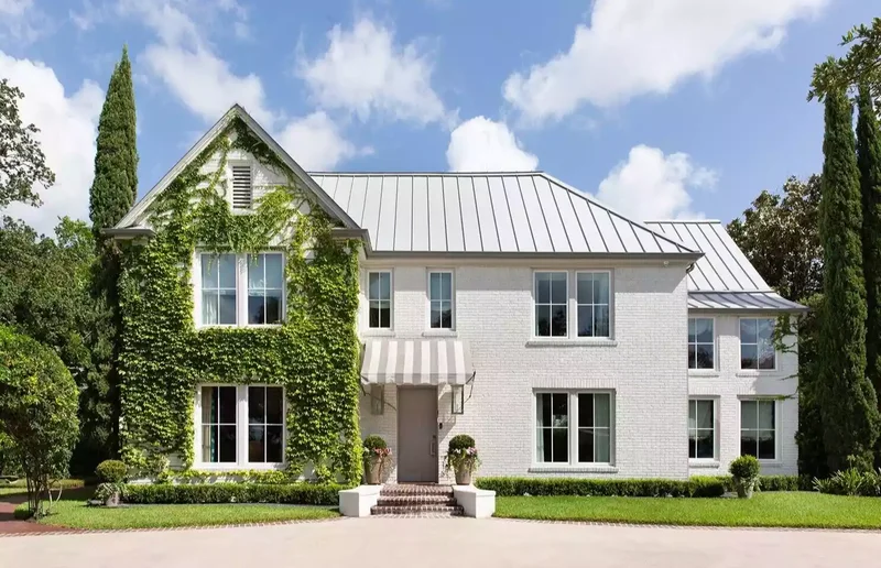 21 Front Entry Designs That Impress Before the Door Opens 1 Striped Awning