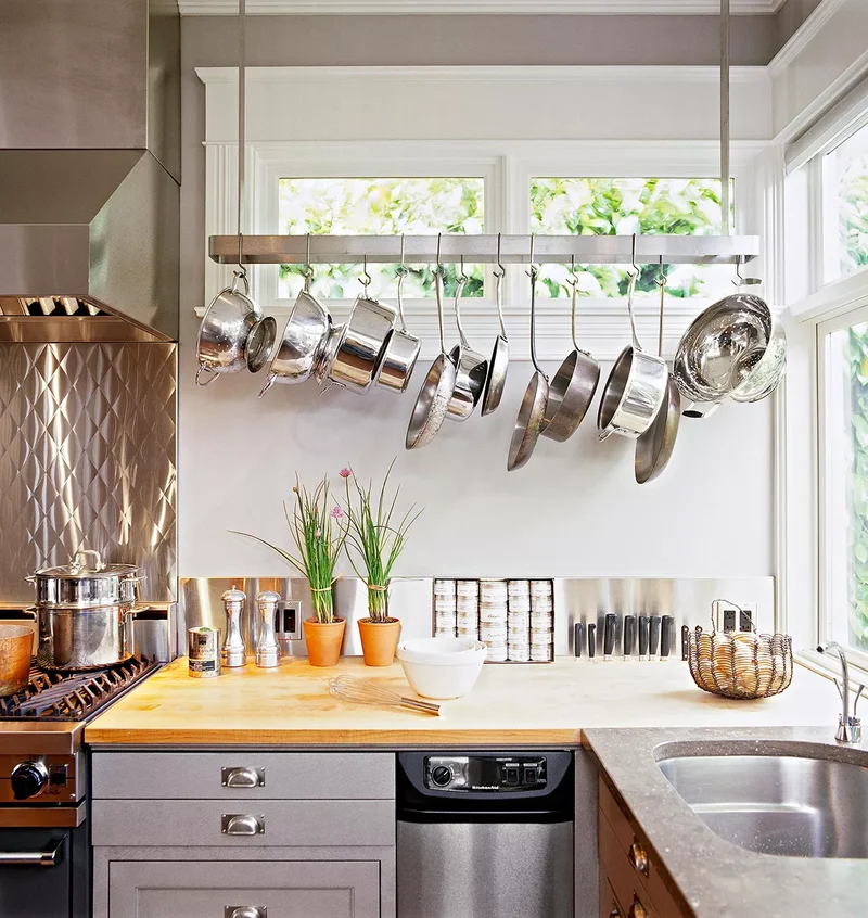 15 Stylish Pot Rack Ideas to Organize Your Cookware 8 Stylish Pot Racks