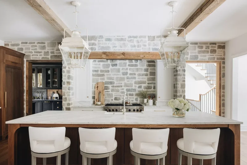 Stylish Stone Farmhouse Kitchen