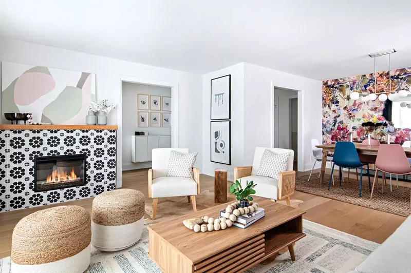 21 Electric Fireplace Ideas That'll Cozy Up Any Room 17 Surround With Graphic Tile