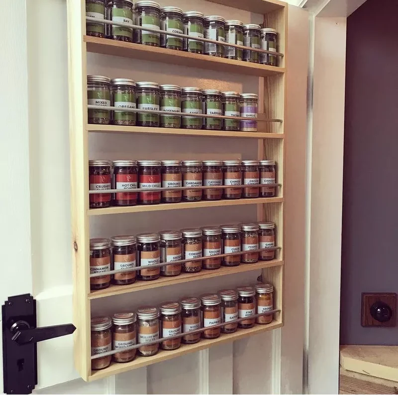 20 Creative Spice Rack Ideas for Kitchen Organization 4 Take Advantage of Your Back Door